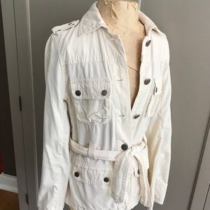 J. Crew Cream Silk Cotton Utility Trench Jacket XS